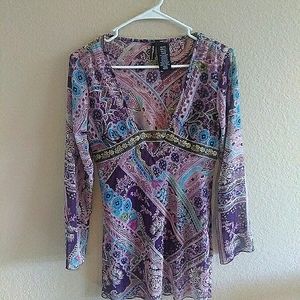 Vintage BOHO hippie Chicos top/blouse purple